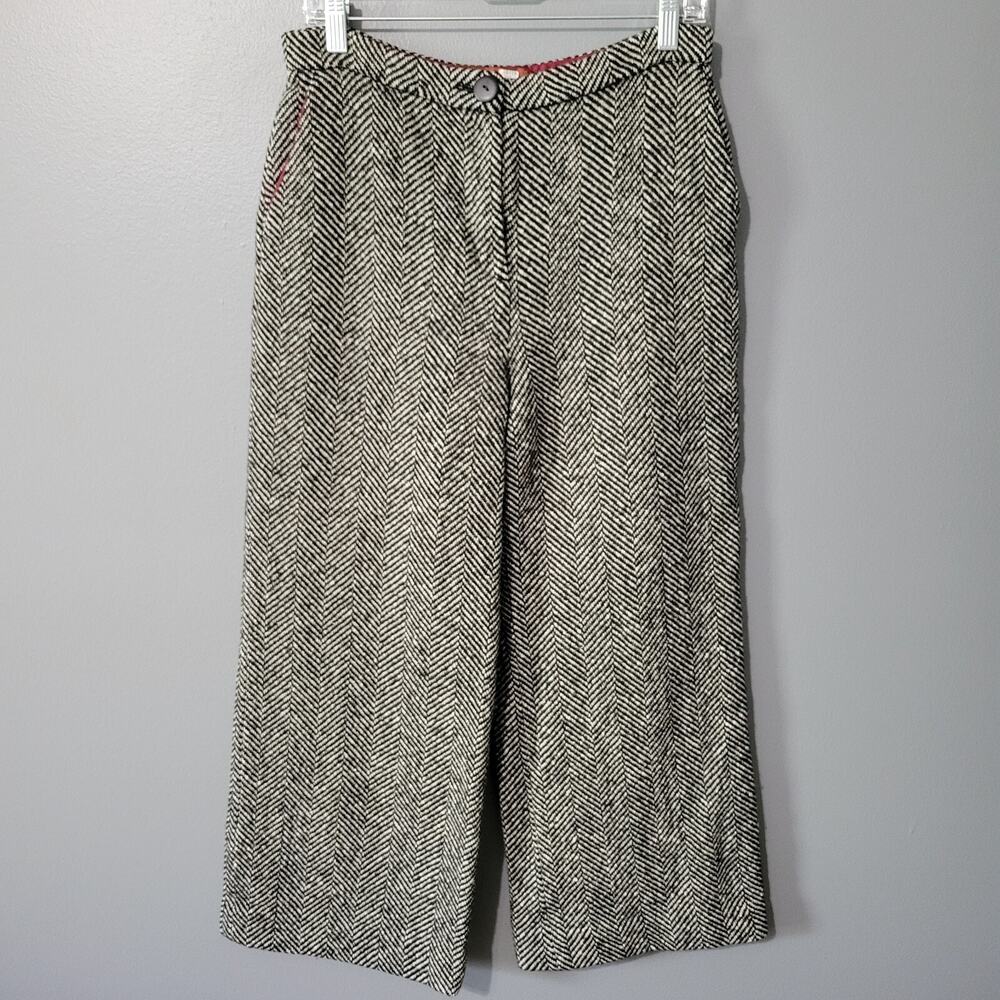 Alexa Chung Wool Houndstooth Pants Womens Size 12 Cropped Trousers Career Office